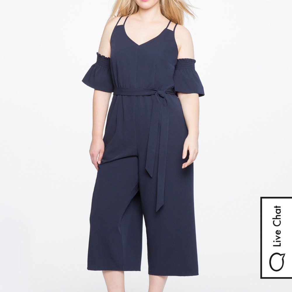 Cold Shoulder Cropped Leg Jumpsuit